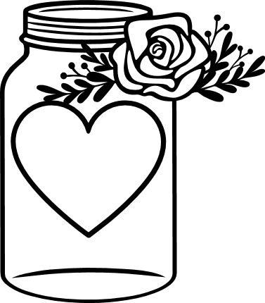 floral-mason-jar-with-heart-monogram-frame-decoration-free-svg-file-SvgHeart.Com