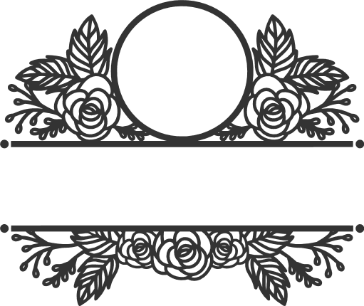 floral split monogram frame, decoration free svg file - SVG Heart