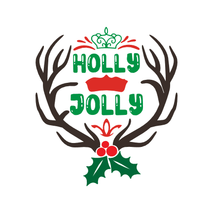 holly jolly christmas, holly leaves, holiday free svg file - SVG Heart