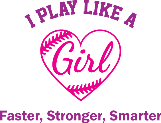 i play like a girl faster stronger smarter, heart shape baseball ball ...