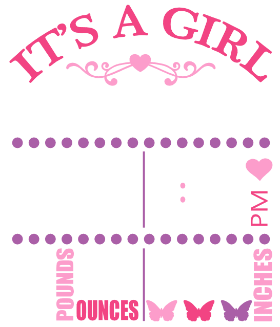 Its A Girl Birth Announcement Free Svg File Svg Heart