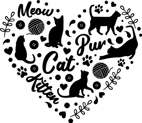 2 Black Kitty Meow Cat Katze Kitten SVG PNG (Instant Download) 