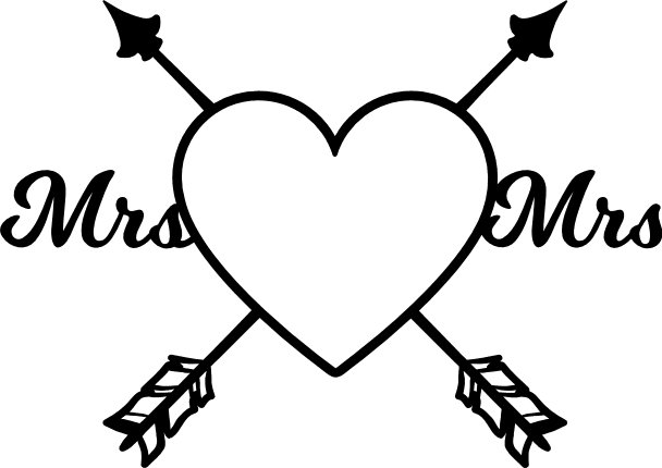 mrs-and-mrs-heart-and-crossed-arrows-monogram-frame-lesbian-free-svg-file-SvgHeart.Com