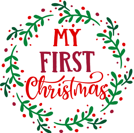 my-first-christmas-floral-circle-holly-leaves-wreath-baby-free-svg-file-SvgHeart.Com