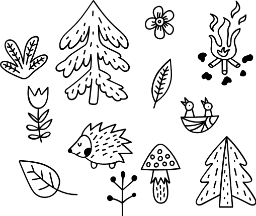 nature-elements-bundle-tree-hedgehog-fire-free-svg-file-SvgHeart.Com