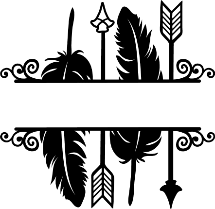 ornamental-feathers-and-arrows-split-text-frame-decoration-free-svg-file-SvgHeart.Com