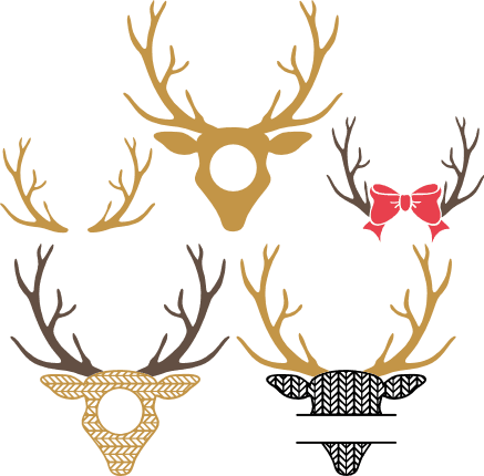 patterned-deer-head-monogram-frame-antlers-hunting-bundle-free-svg-file-SvgHeart.Com