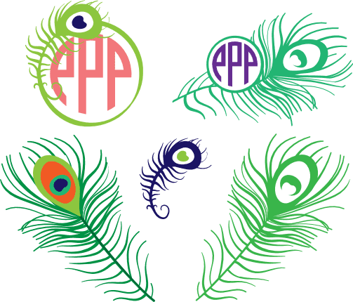 peacock-feathers-monogram-frame-decorative-free-svg-file-SvgHeart.Com