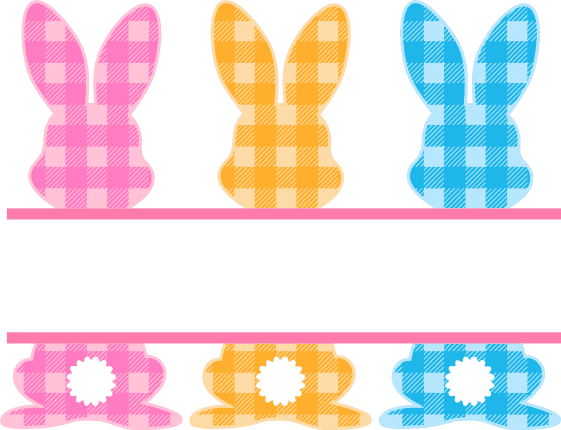 plaid-bunnies-split-text-frame-easter-rabbit-free-svg-file-SvgHeart.Com