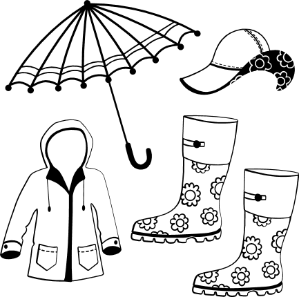 raincoat clipart black and white