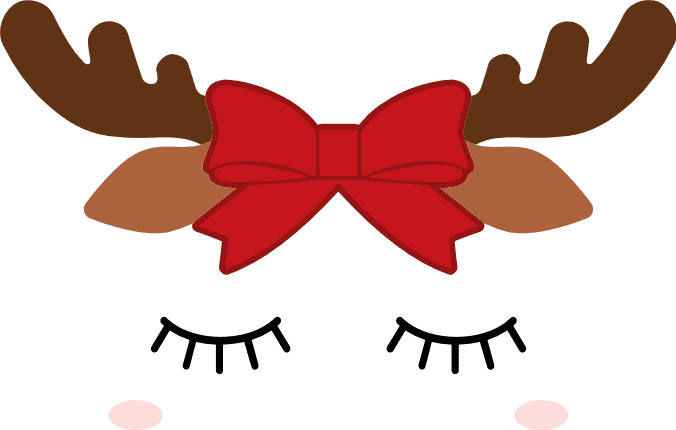 reindeer-with-bow-and-closed-eyes-christmas-free-svg-file-SvgHeart.Com