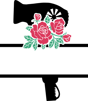 rose-flower-and-hair-dryer-split-text-frame-hairdresser-free-svg-file-SvgHeart.Com