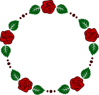 rose-flower-and-leaves-circle-monogram-frame-free-svg-file-SvgHeart.Com