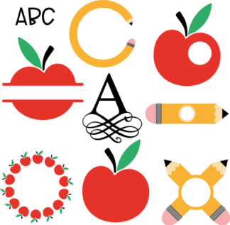 school-elements-monogram-frame-bundle-apples-alphabet-free-svg-file-SvgHeart.Com