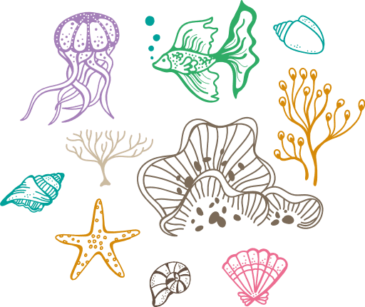 sea-elements-bundle-star-fish-seashell-corals-jelly-fish-free-svg-file-SvgHeart.Com