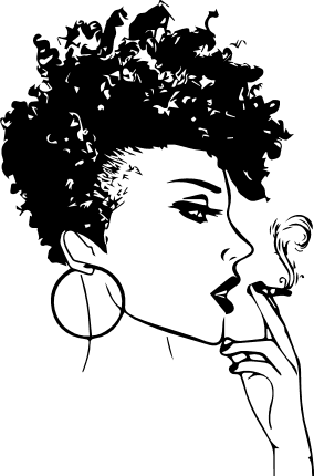smoking-black-woman-curly-hair-free-svg-file-SvgHeart.Com