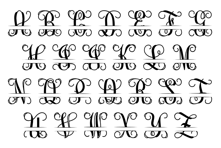 Flora A-Z Alphabet Split Monogram - Free SVG Cut Files