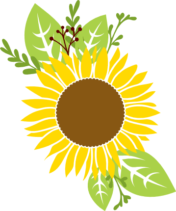 sunflower with leaves, decoration free svg file - SVG Heart
