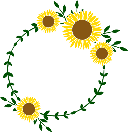 Sunflower split monogram frame SVG cut file,Floral frame svg