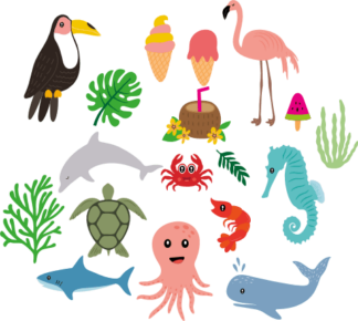 tropical-and-sea-animals-bundle-flamingo-octopus-turtles-free-svg-file-SvgHeart.Com