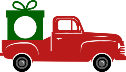 truck and monogram gift box, christmas free svg file
