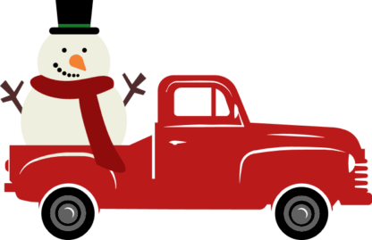 truck and snowman, christmas free svg file clipart