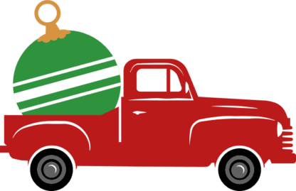 truck with bauble, christmas ornament free svg file
