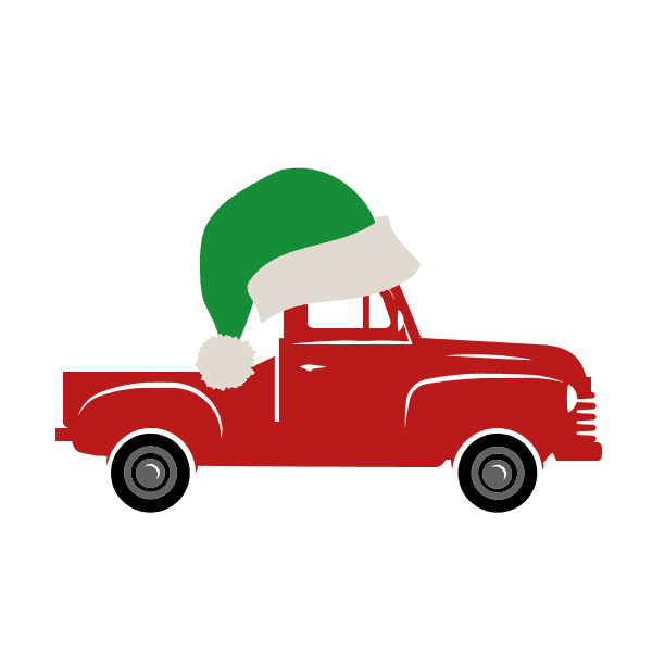 truck with santa hat, christmas free svg file clipart