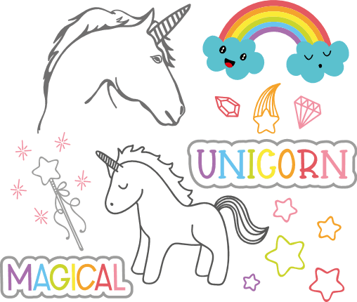 unicorn-elements-bundle-rainbow-unicorn-head-fantasy-animal-free-svg-file-SvgHeart.Com
