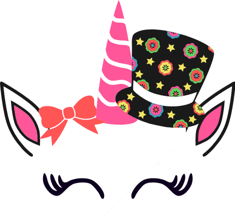 unicorn-head-with-hat-birthday-girly-fantasy-animal-free-svg-file-SvgHeart.Com