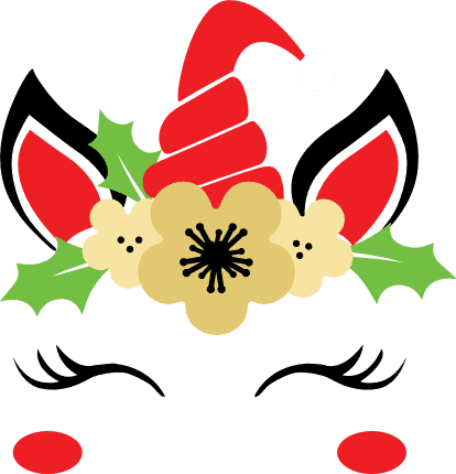 unicorn-head-with-holly-leaves-christmas-free-svg-file-SvgHeart.Com