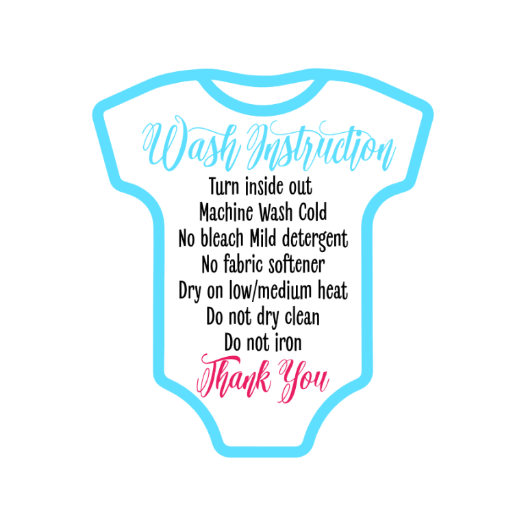 Wash Instruction, Baby Onesie, Care Card Free Svg File SVG Heart