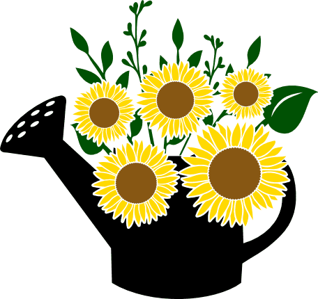watering-can-and-sunflowers-gardening-decoration-free-svg-file-SvgHeart.Com