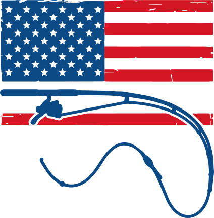 usa flag and fishing rod stick free svg file image - SVG Heart