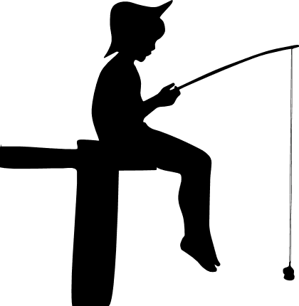 sitting boy fishing silhouette - free svg file for members - SVG Heart