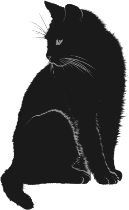 black sitting cat clipart image - free svg file for members