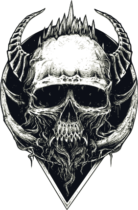 horrot skull with horns, tattoo free svg file image