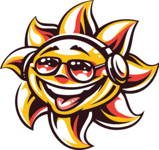 smiling sun with headphones clipart free svg file image