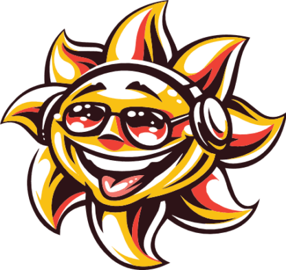 smiling sun with headphones clipart free svg file image