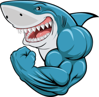 muscular shark showing biceps, fitness - free svg file for members