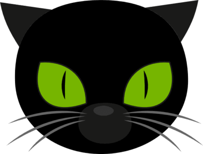 black cat head with big green eyes free svg file