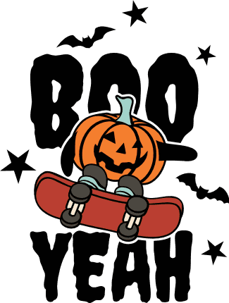 boo yeah, skater halloween pumpkin - free svg file for members