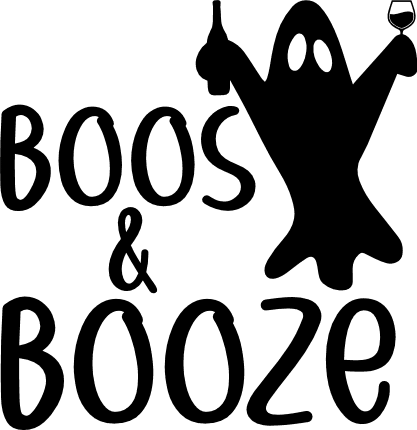 boos and booze, ghost holding wine bottle free svg file - SVG Heart