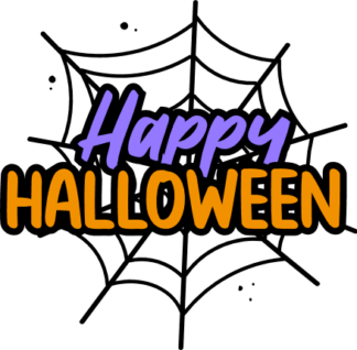 happy halloween sign on a spider web - free svg file for members