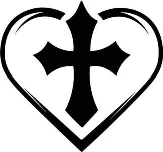 heart and christian cross, religious - free svg file for members