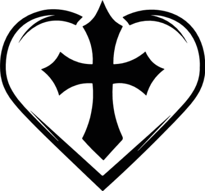 heart and christian cross, religious - free svg file for members