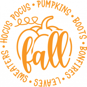welcome fall, pumpkin with autumn words - free svg file for members