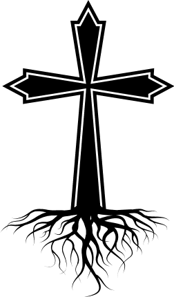 christian cross with roots, religious - free svg file for members