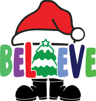 christmas believe sign, santa hat and shoes - free svg file for members