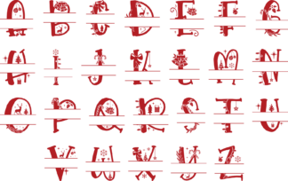 decorated christmas alphabet, split monogram letters - free svg file for members